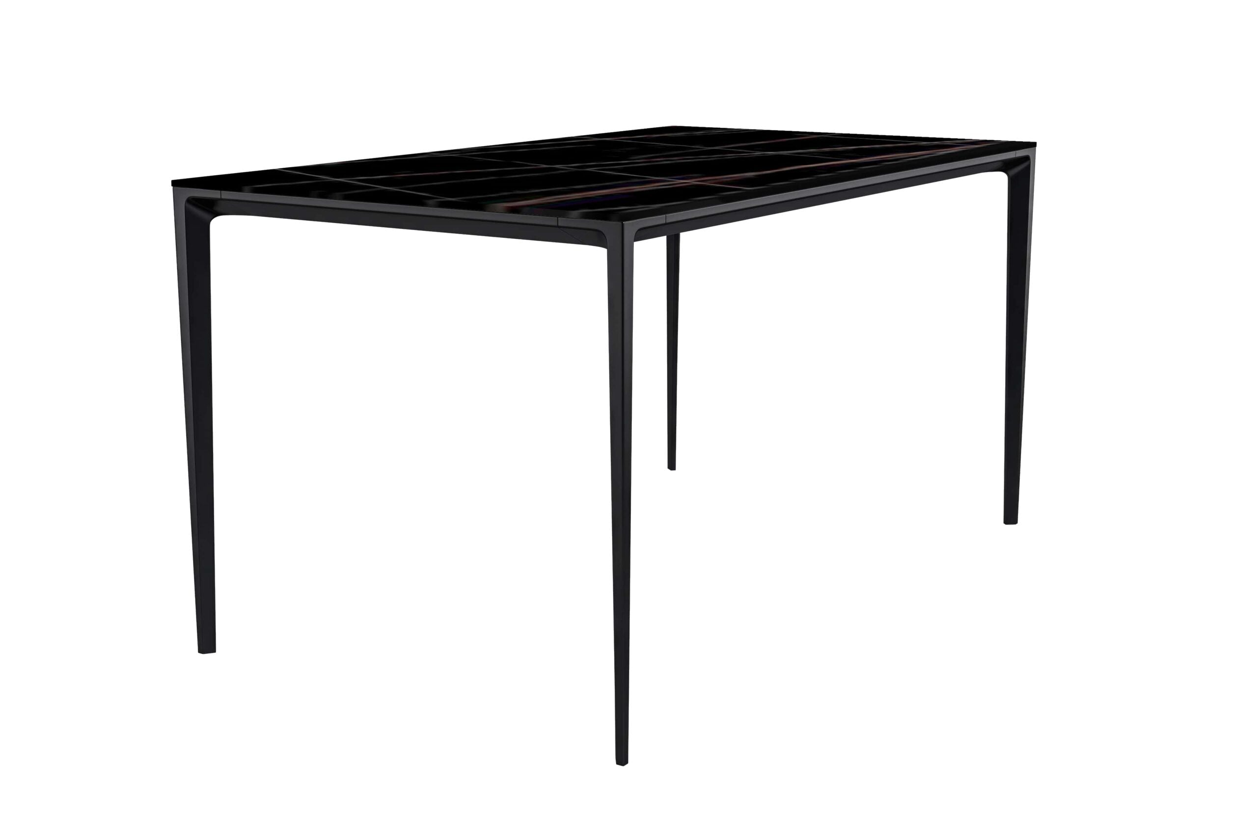 LeisureMod Avo Modern 55" Rectangular Dining Table with Glass Top and Black Aluminum Legs