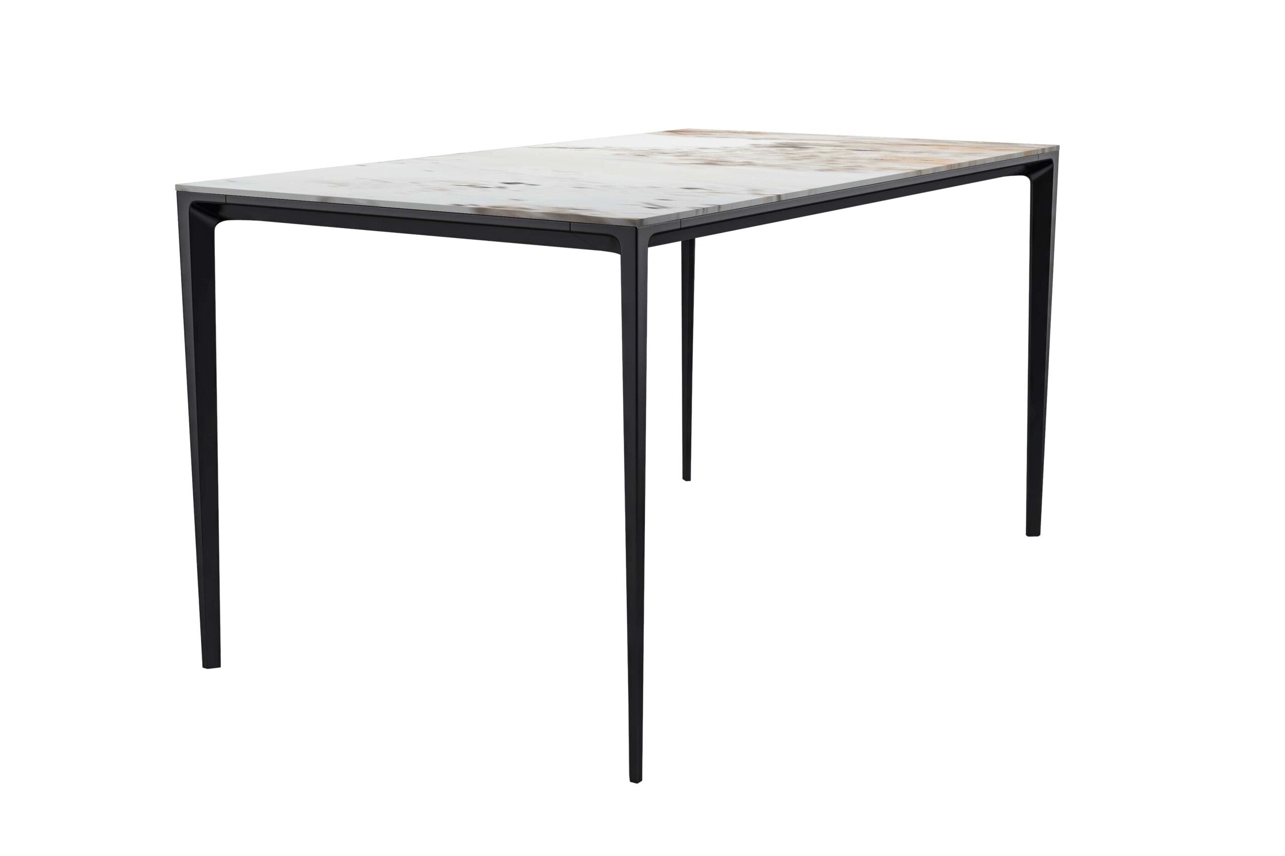 LeisureMod Avo Modern 55" Rectangular Dining Table with Glass Top and Black Aluminum Legs