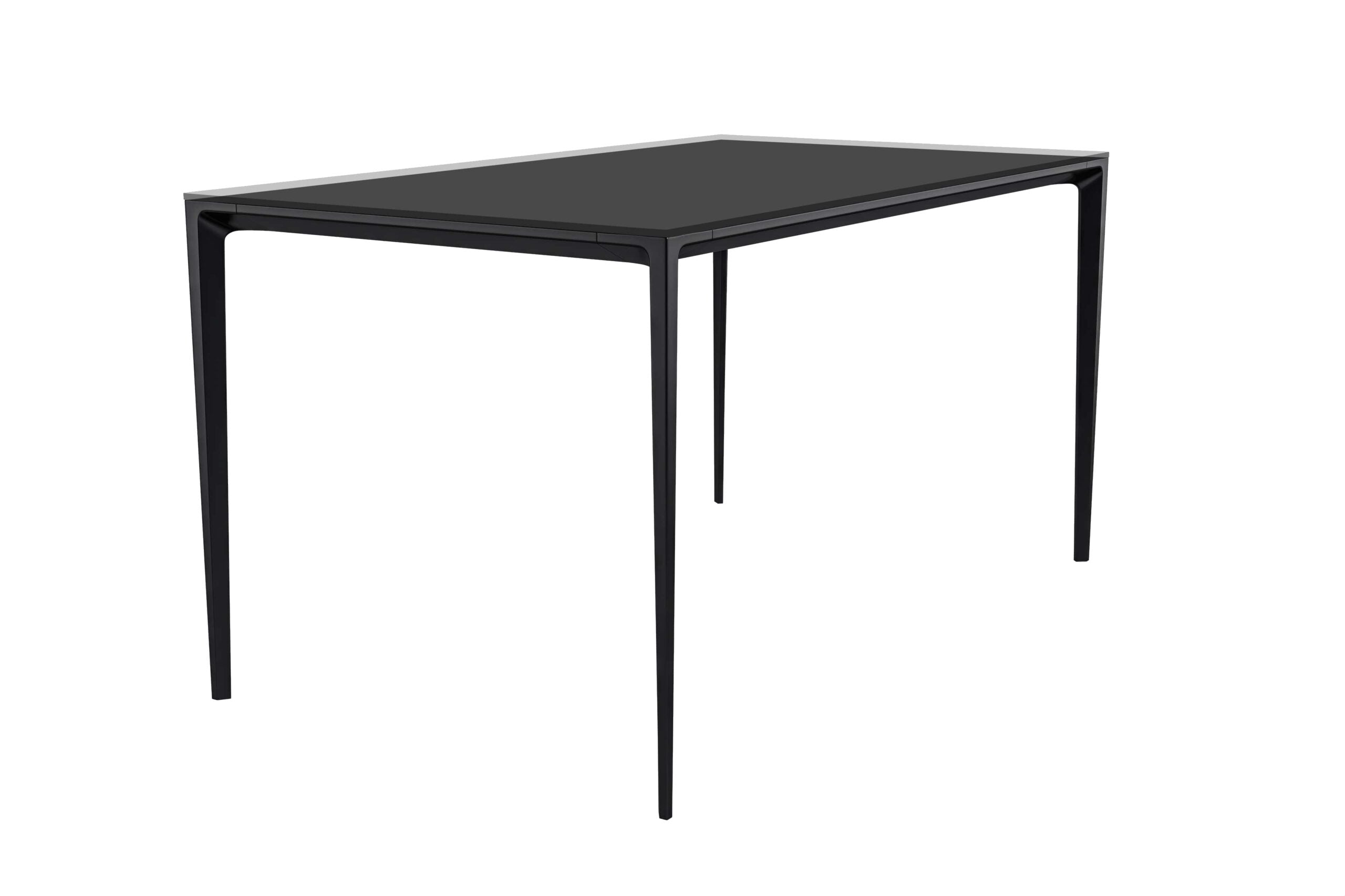 LeisureMod Avo Modern 55" Rectangular Dining Table with Glass Top and Black Aluminum Legs