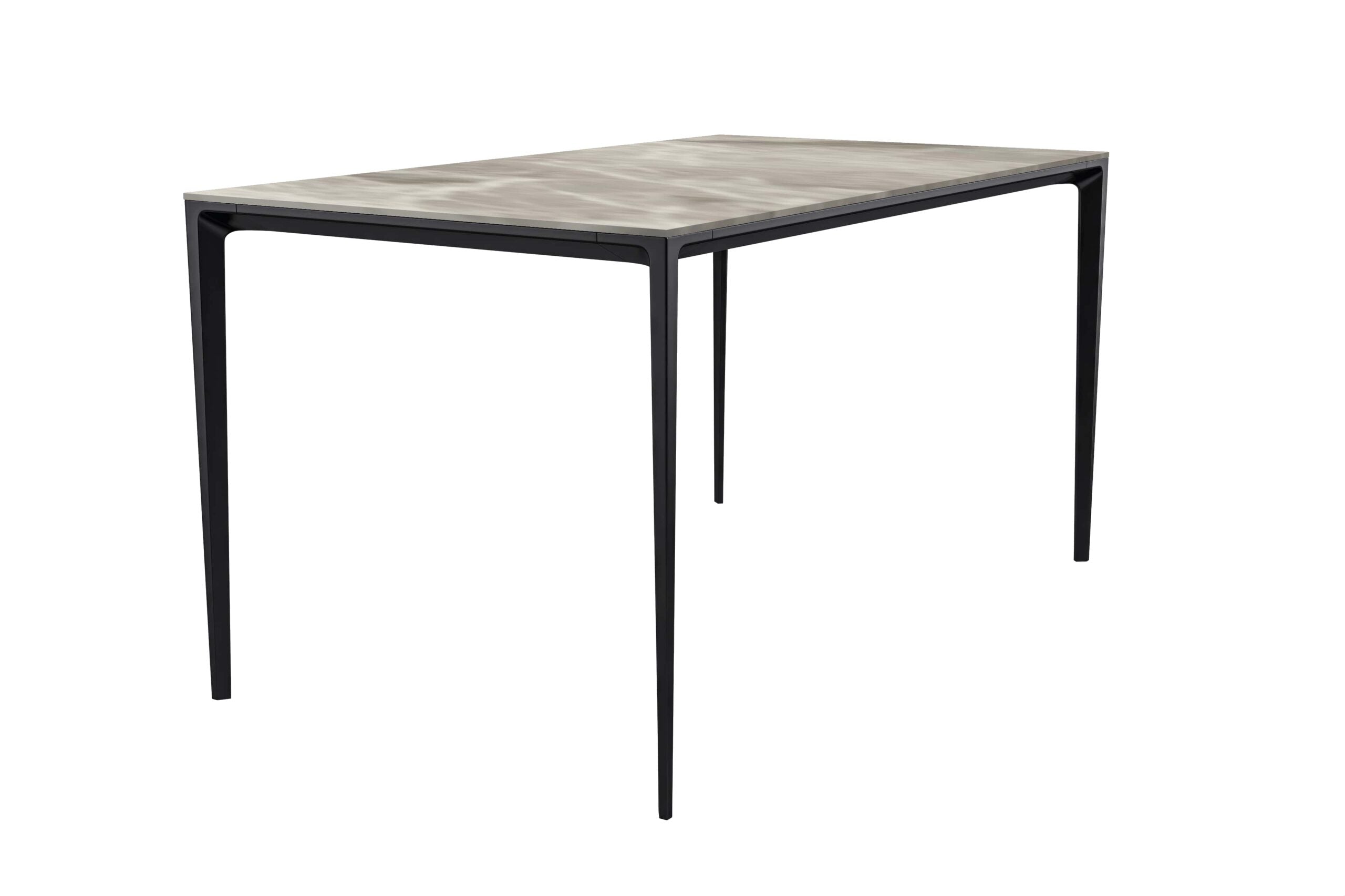 LeisureMod Avo Modern 55" Rectangular Dining Table with Glass Top and Black Aluminum Legs