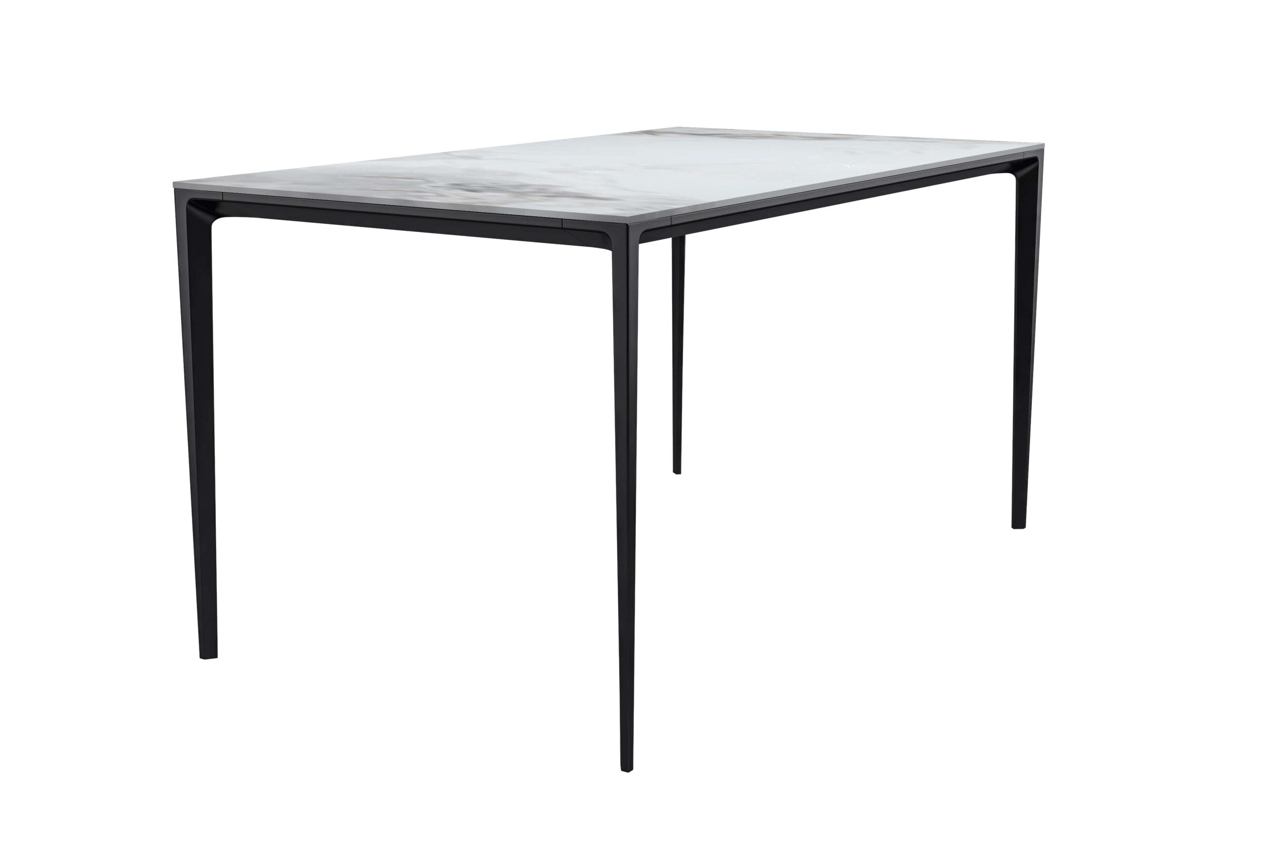 LeisureMod Avo Modern 55" Rectangular Dining Table with Glass Top and Black Aluminum Legs