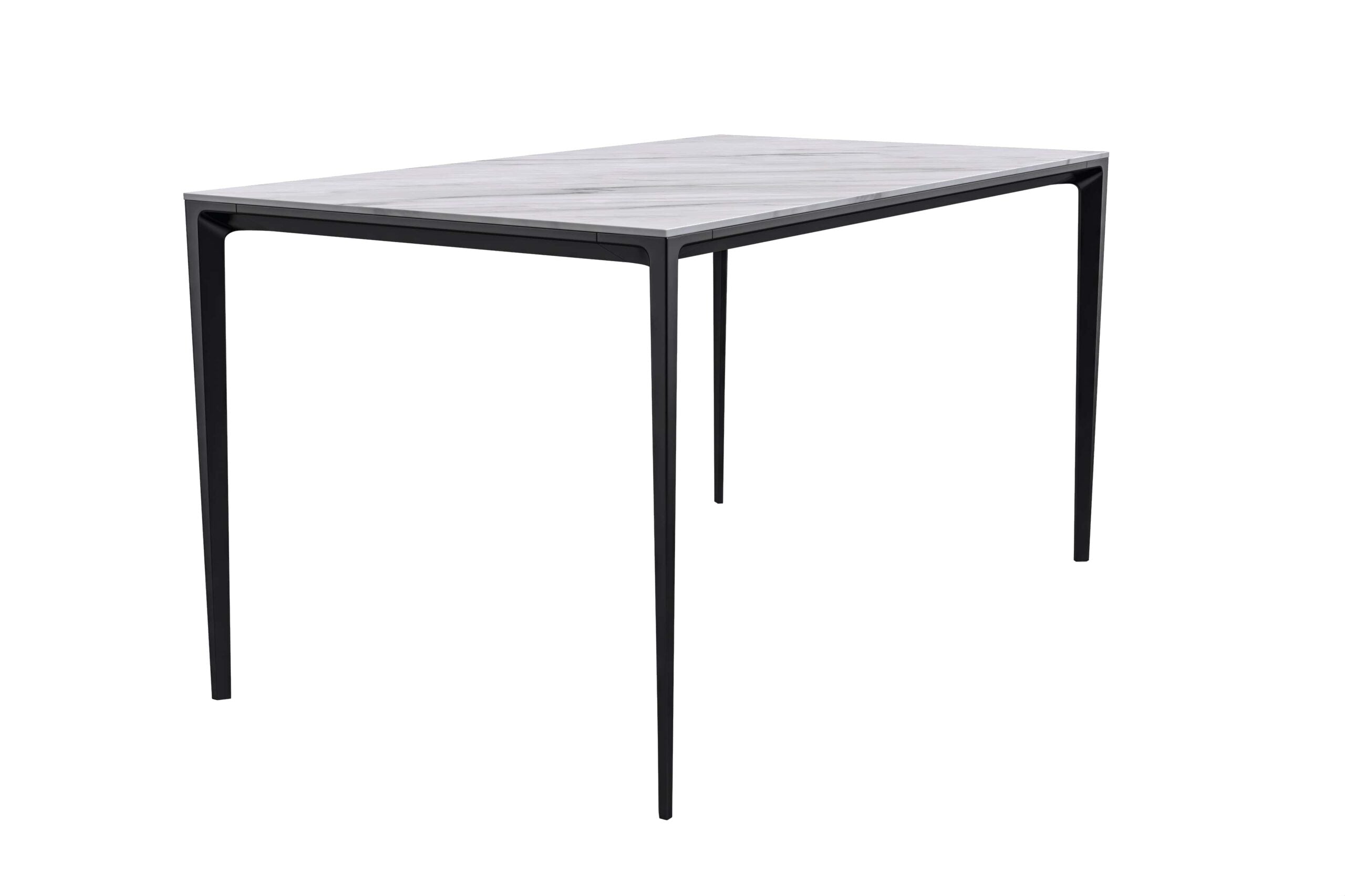 LeisureMod Avo Modern 55" Rectangular Dining Table with Glass Top and Black Aluminum Legs