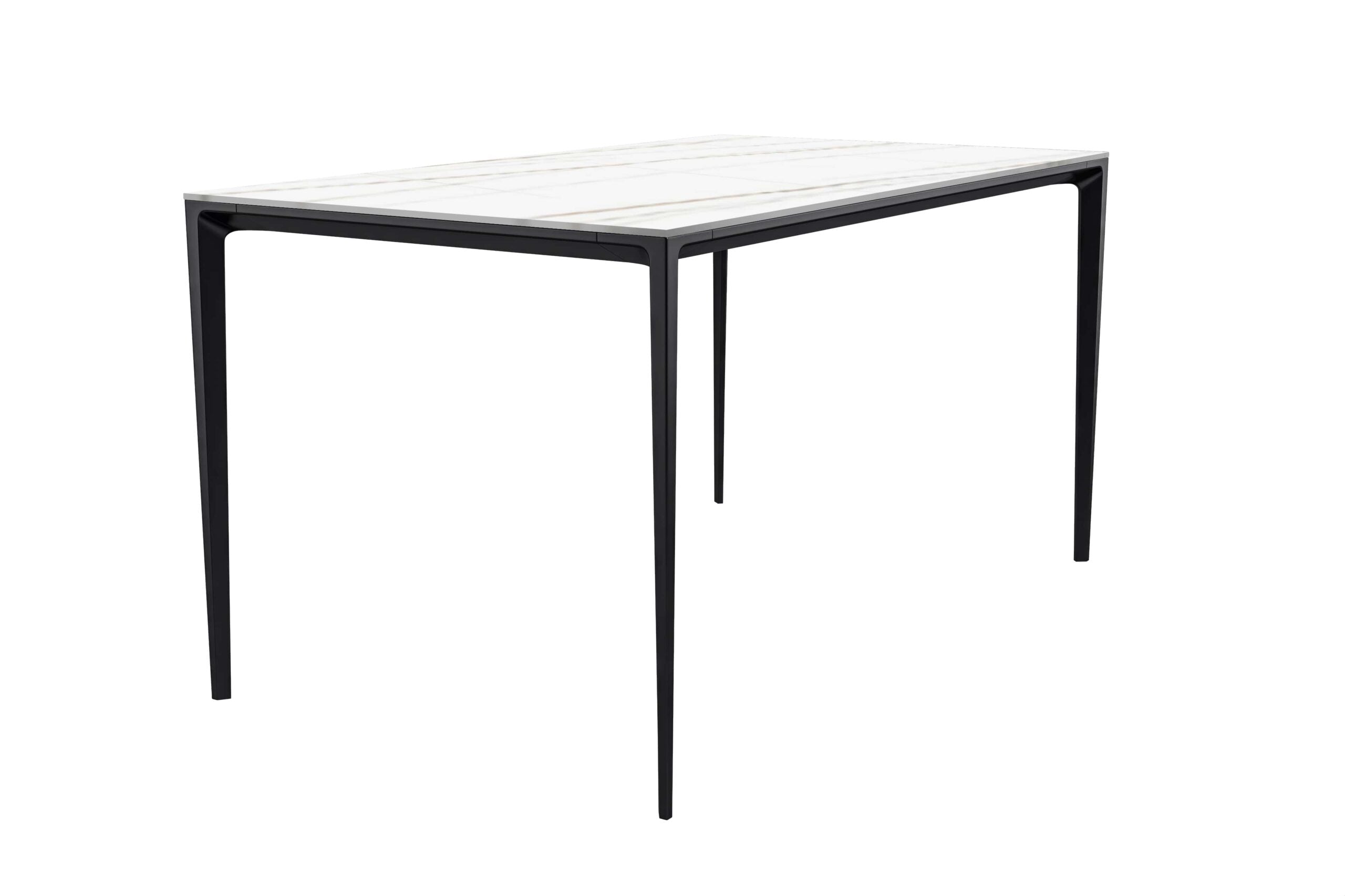 LeisureMod Avo Modern 55" Rectangular Dining Table with Glass Top and Black Aluminum Legs