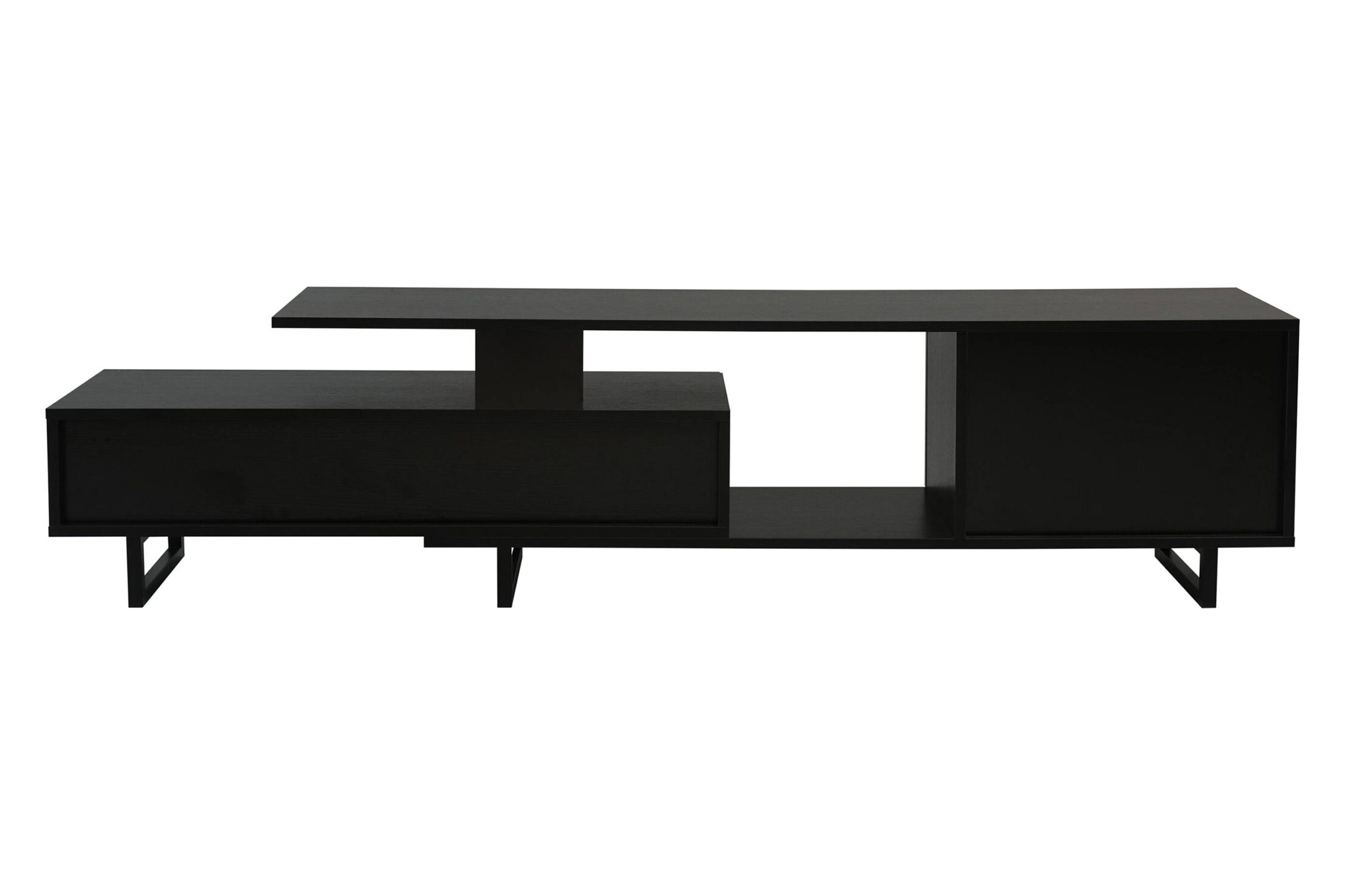 LeisureMod Avery Mid-Century Modern TV Stand with MDF Cabinet - Ebony