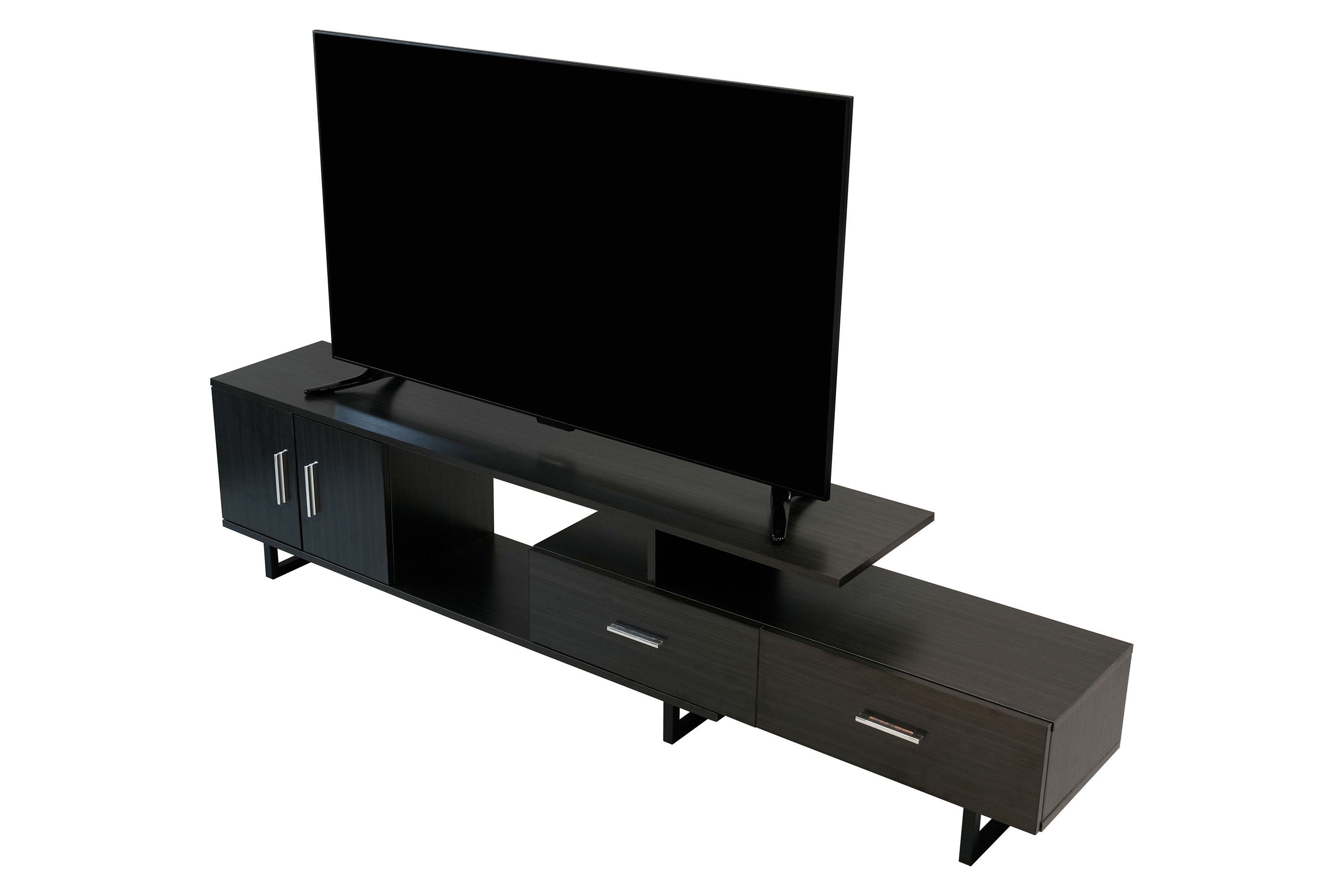 LeisureMod Avery Mid-Century Modern TV Stand with MDF Cabinet - Phantom Gray