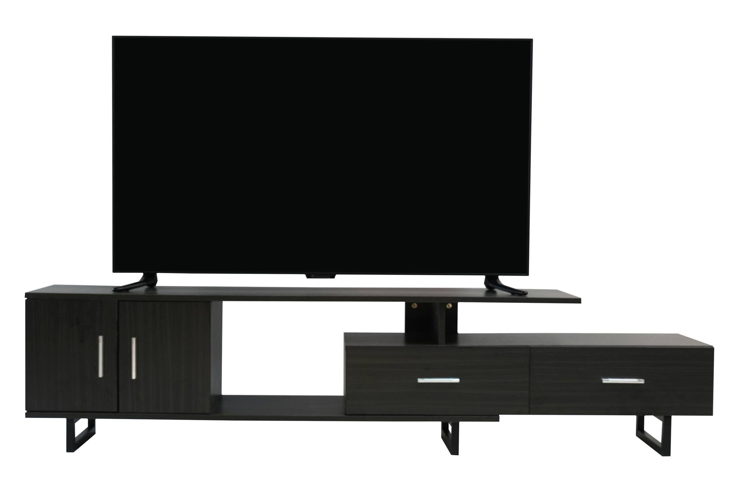 LeisureMod Avery Mid-Century Modern TV Stand with MDF Cabinet - Phantom Gray