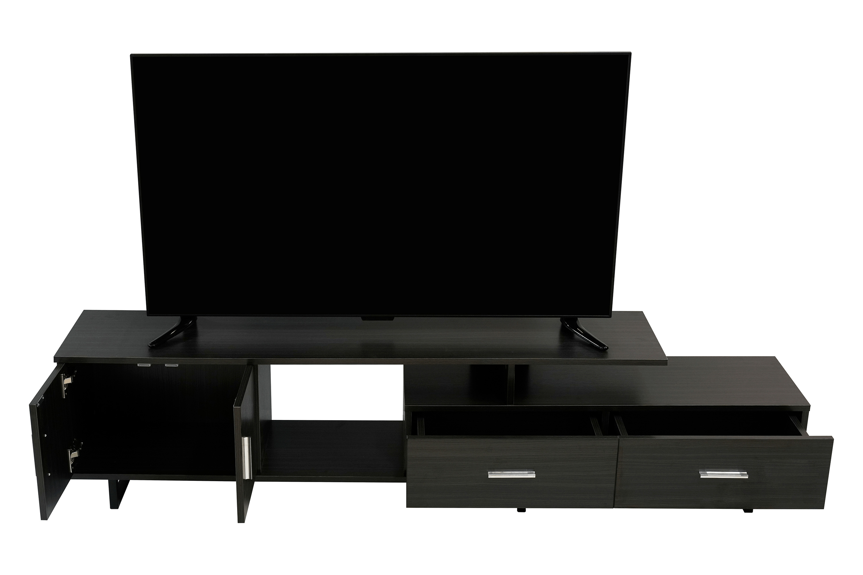 LeisureMod Avery Mid-Century Modern TV Stand with MDF Cabinet - Phantom Gray