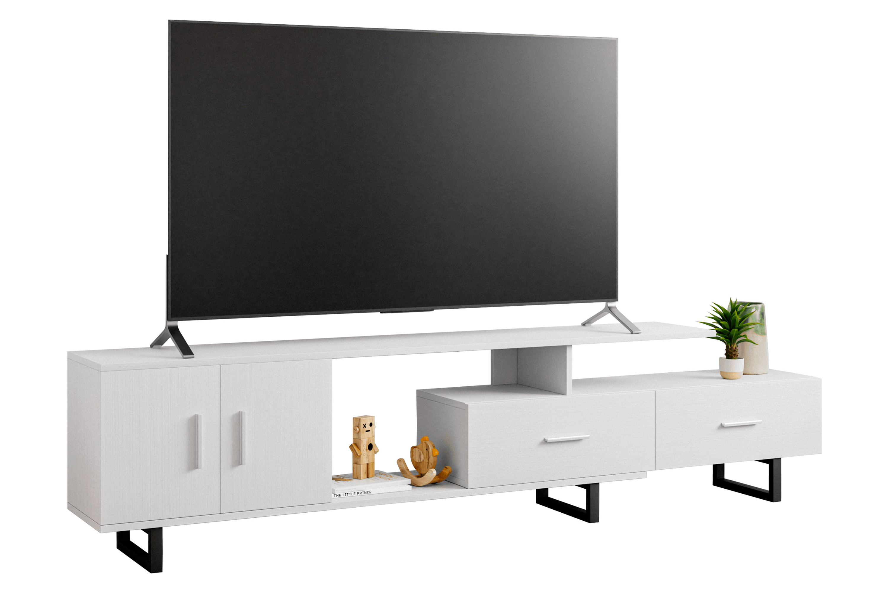 LeisureMod - Avery Mid-Century Modern TV Stand with MDF Cabinet