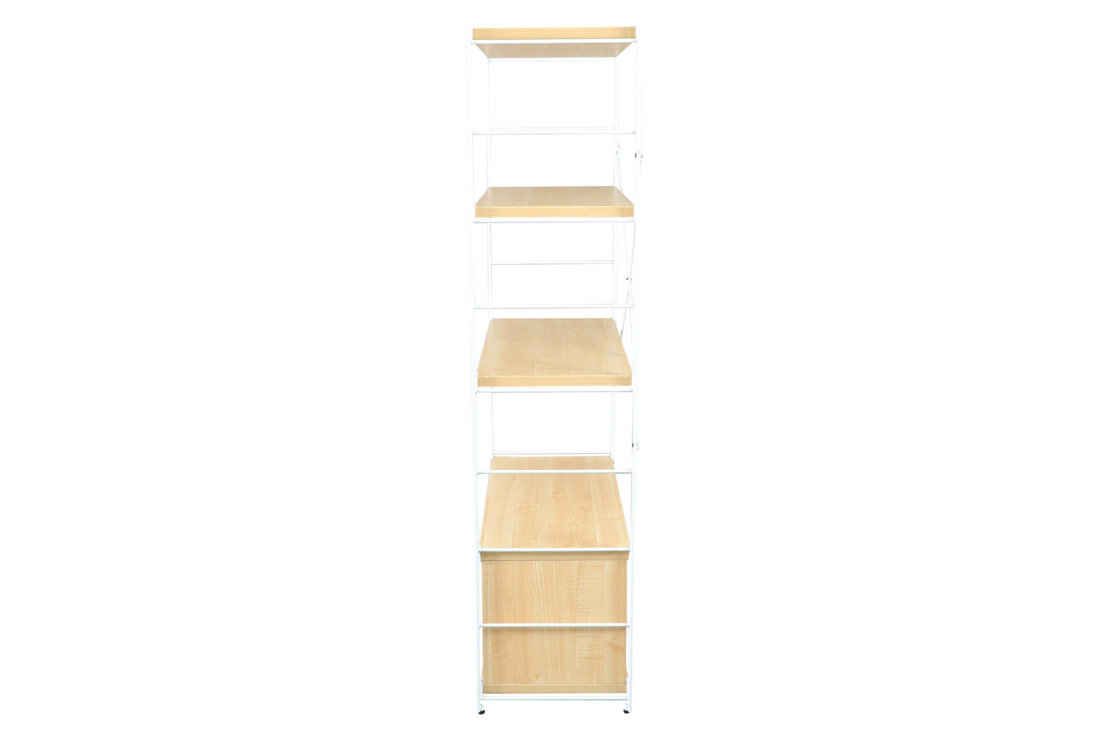 LeisureMod Brentwood Etagere Bookcase With White Powder Coated Steel Frame And Melamine Board Shelves - Natural Wood