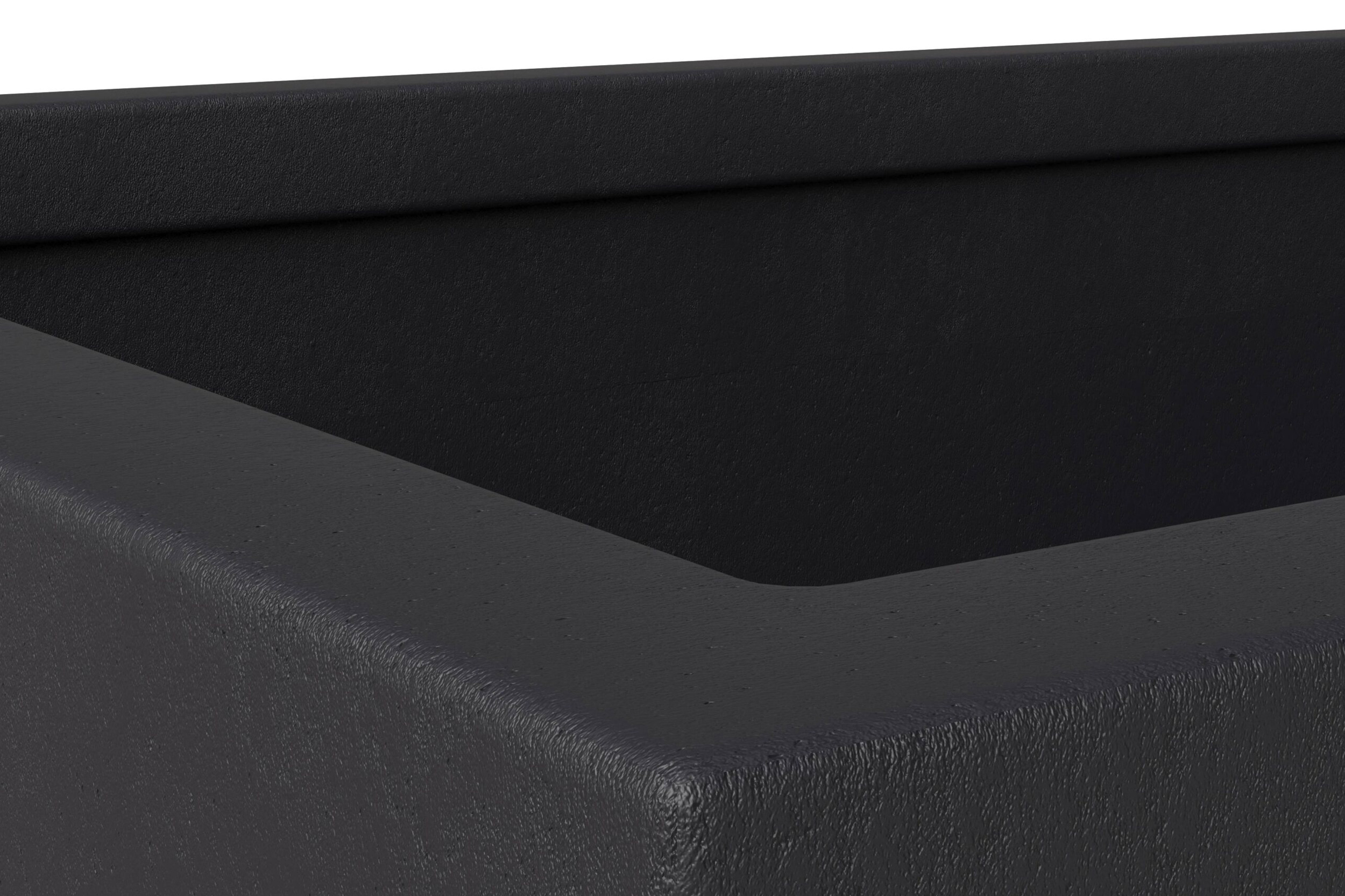 LeisureMod Bloom Mid-Century Modern Rectangular Fiberstone and MGO Clay Planter - Black