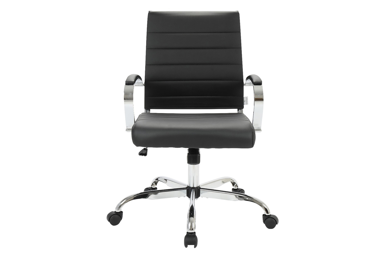 LeisureMod Benmar Home Leather Office Chair with Chrome Frame - Black