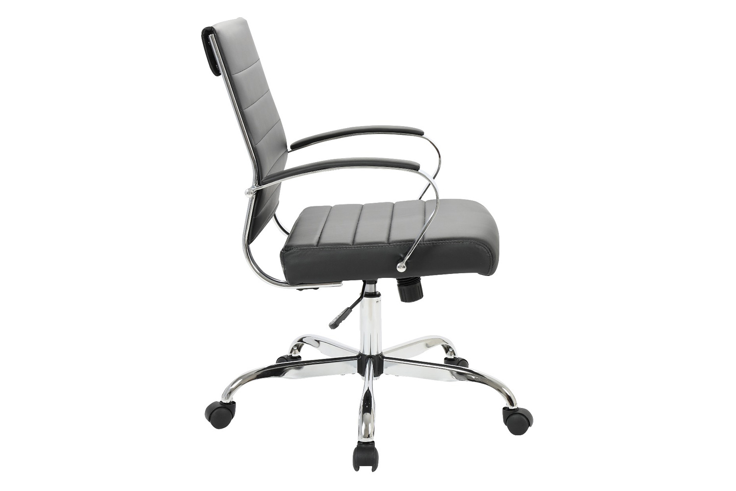 LeisureMod Benmar Home Leather Office Chair with Chrome Frame - Black