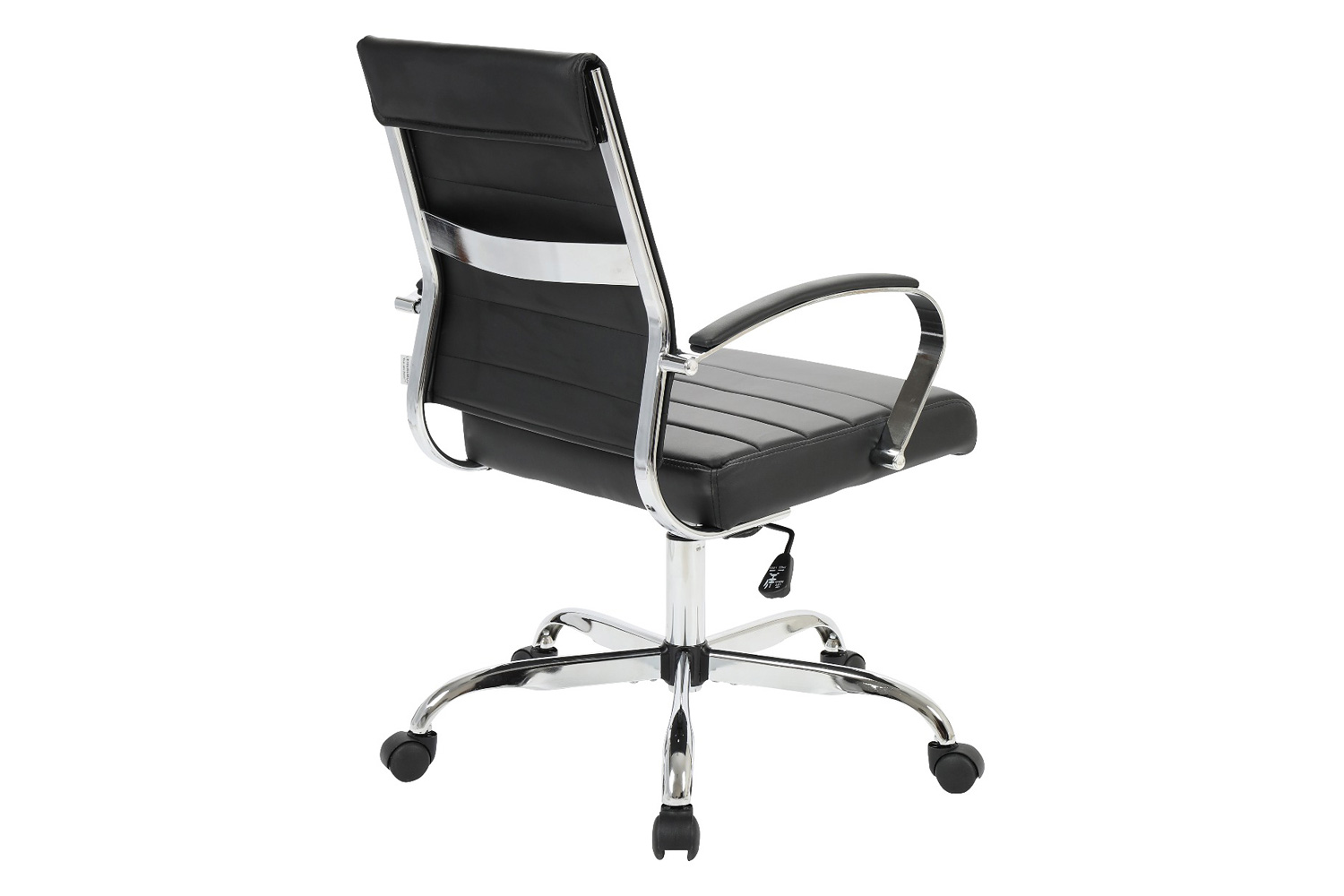 LeisureMod Benmar Home Leather Office Chair with Chrome Frame - Black