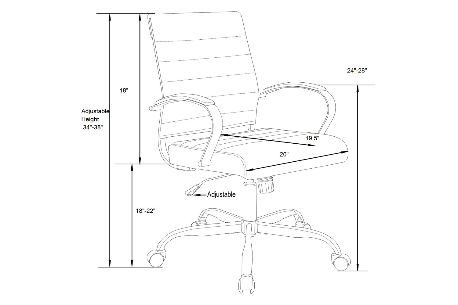 LeisureMod Benmar Home Leather Office Chair with Chrome Frame - Brown