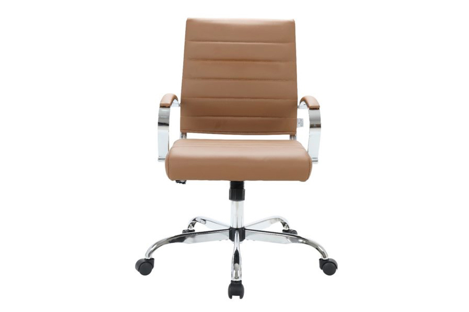 LeisureMod Benmar Home Leather Office Chair with Chrome Frame - Brown