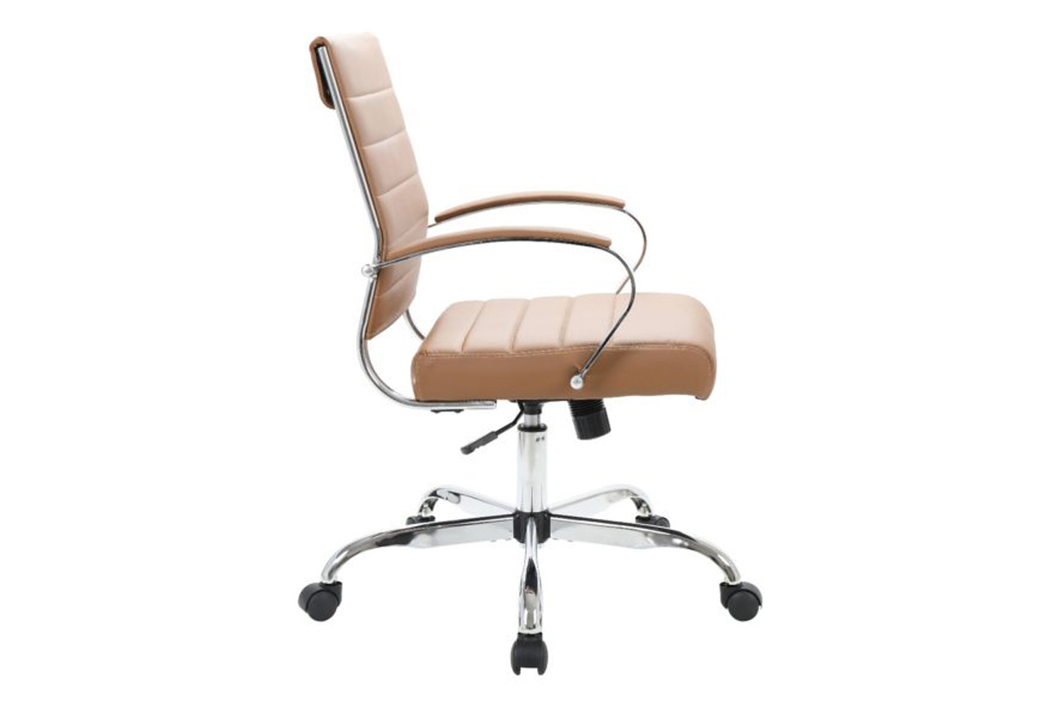 LeisureMod Benmar Home Leather Office Chair with Chrome Frame - Brown