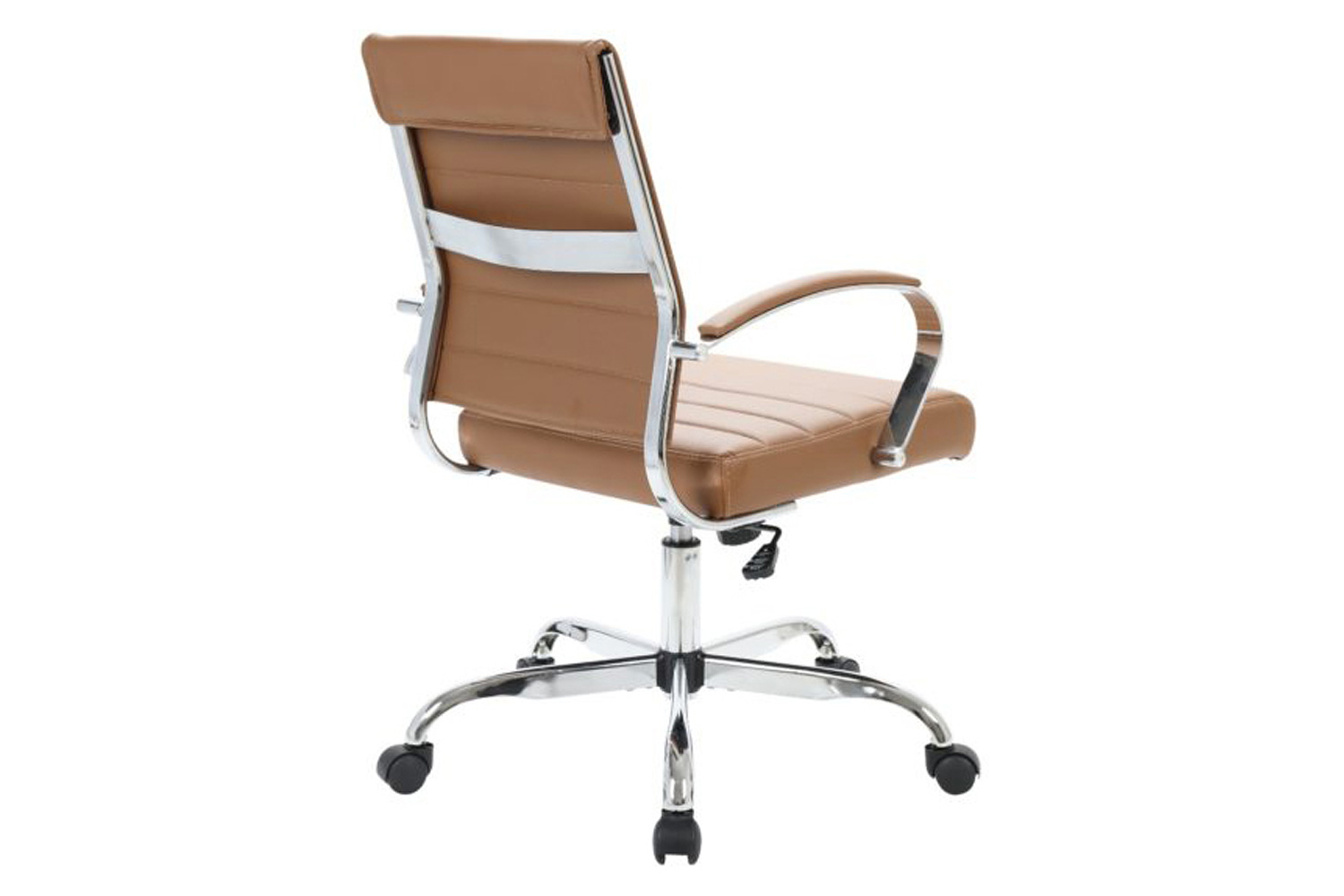 LeisureMod Benmar Home Leather Office Chair with Chrome Frame - Brown