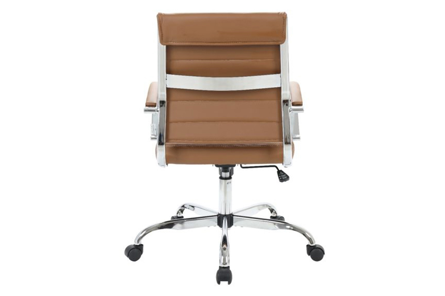 LeisureMod Benmar Home Leather Office Chair with Chrome Frame - Brown