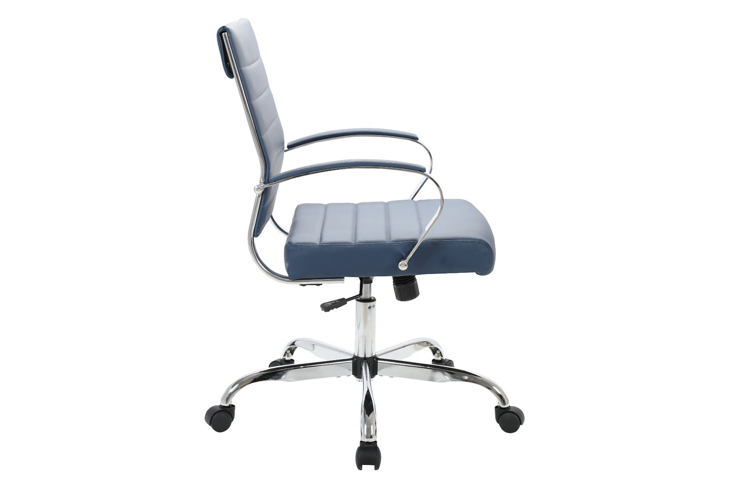 LeisureMod Benmar Home Leather Office Chair with Chrome Frame - Blue