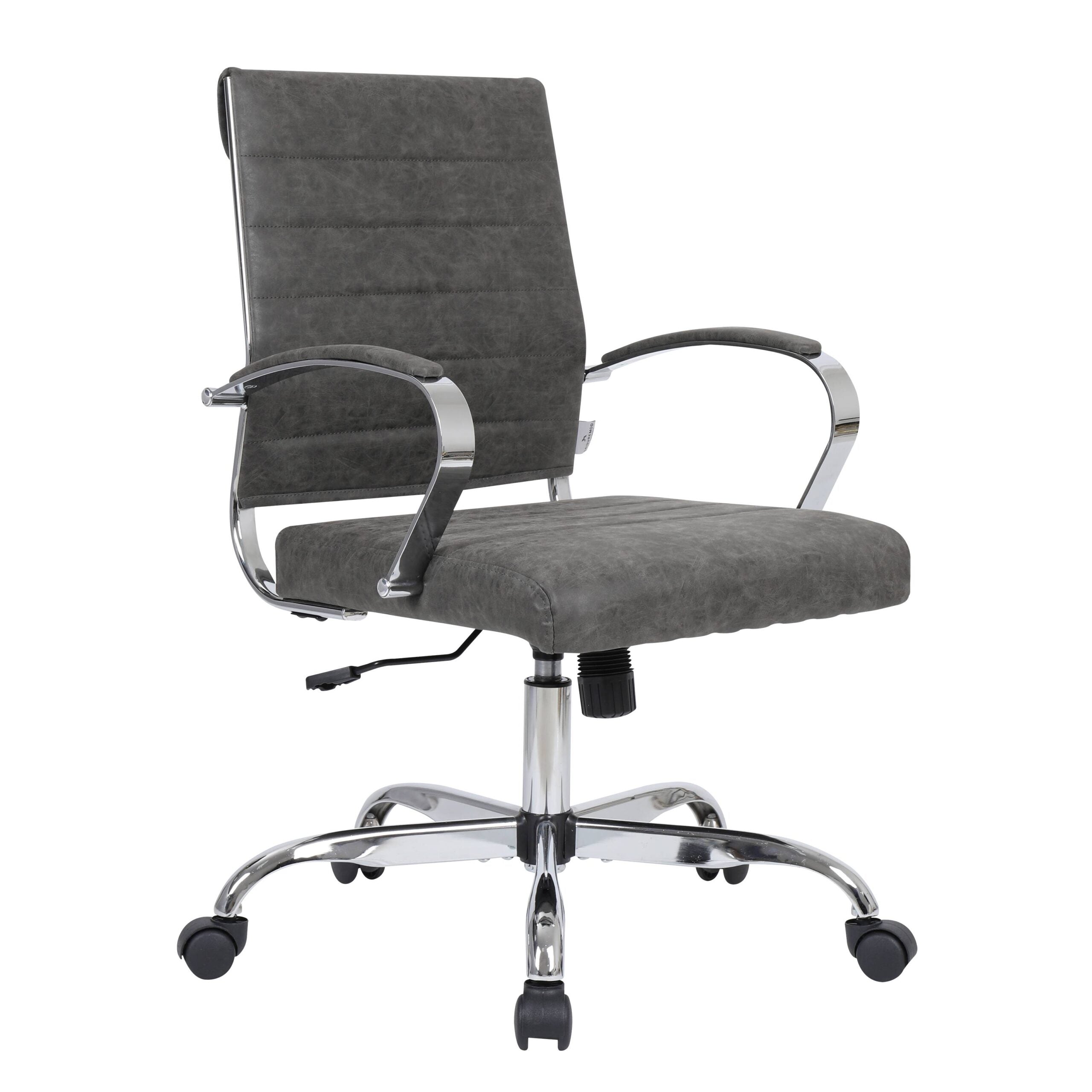 LeisureMod Benmar Home Leather Office Chair with Chrome Frame