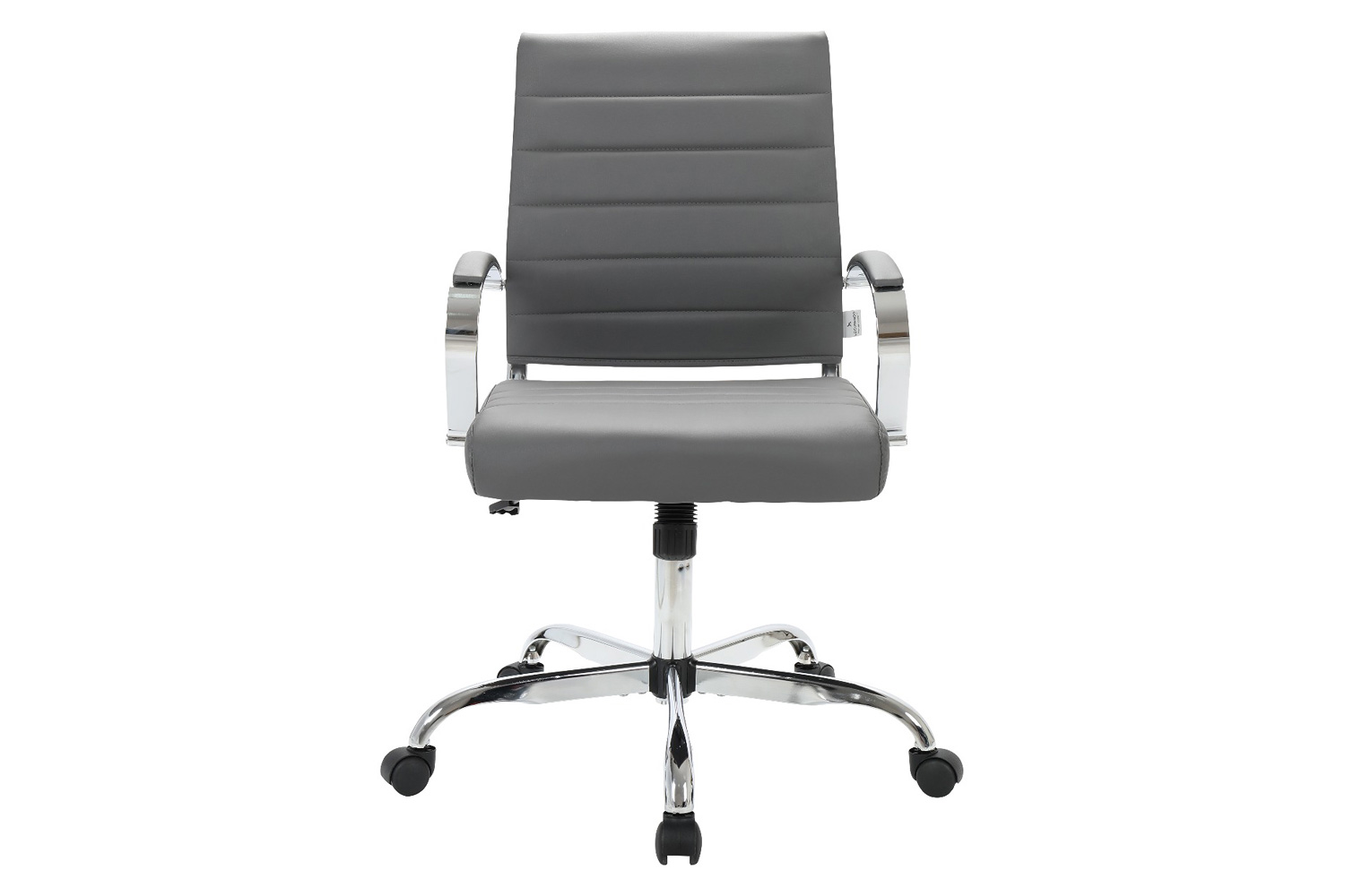 LeisureMod Benmar Home Leather Office Chair with Chrome Frame - Gray