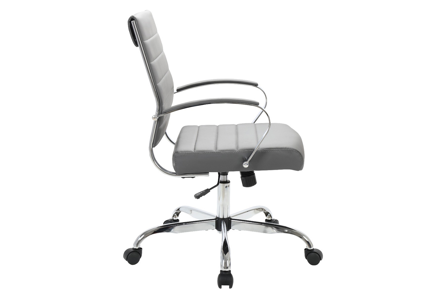 LeisureMod Benmar Home Leather Office Chair with Chrome Frame - Gray