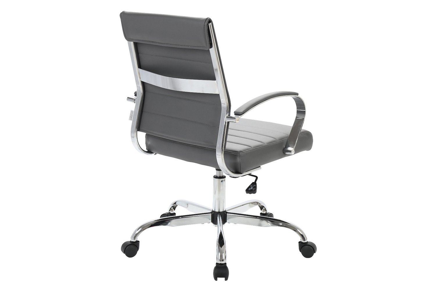 LeisureMod Benmar Home Leather Office Chair with Chrome Frame - Gray