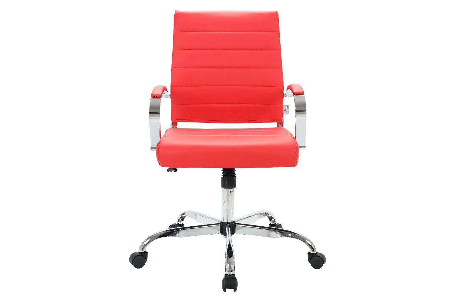 LeisureMod Benmar Home Leather Office Chair with Chrome Frame - Red