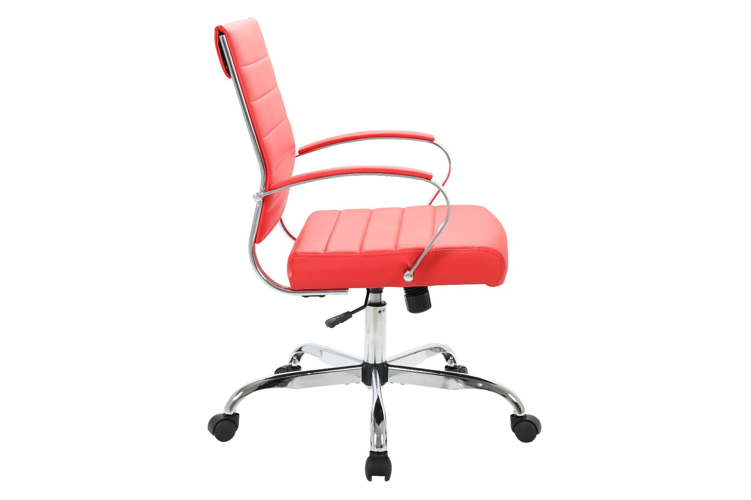 LeisureMod Benmar Home Leather Office Chair with Chrome Frame - Red