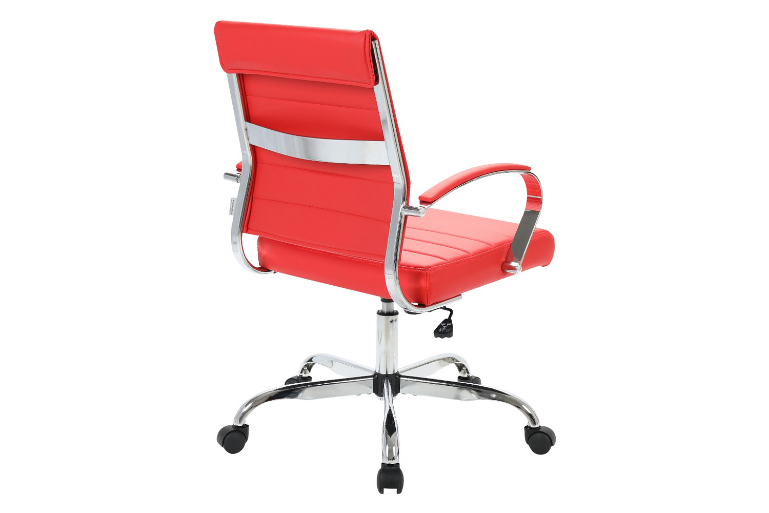 LeisureMod Benmar Home Leather Office Chair with Chrome Frame - Red