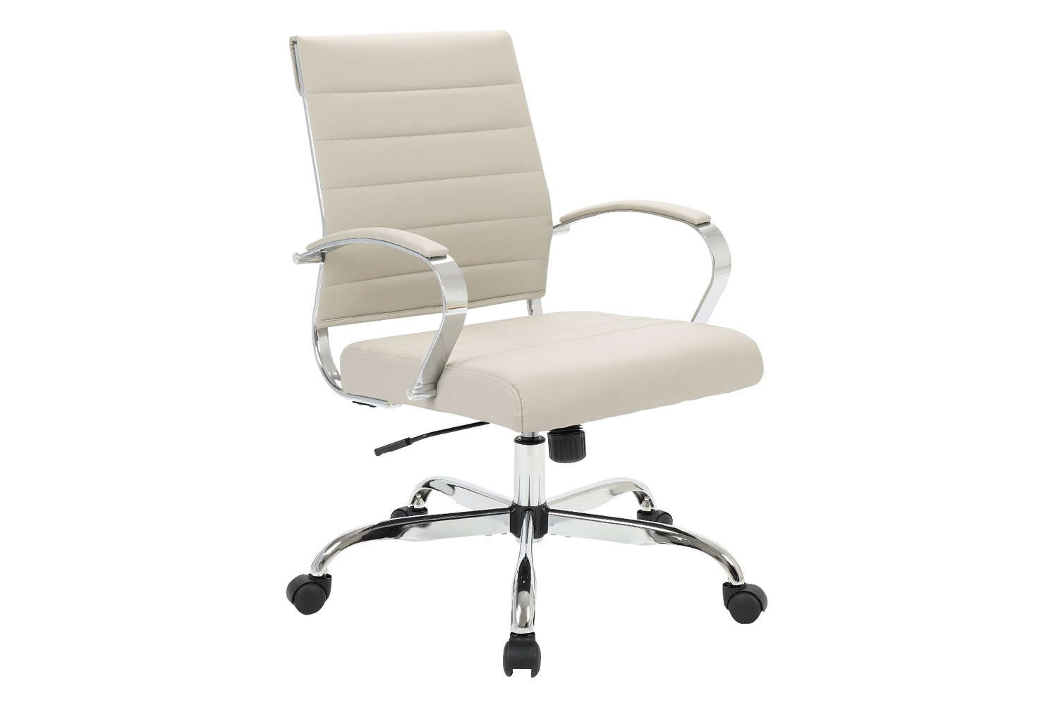 LeisureMod Benmar Home Leather Office Chair with Chrome Frame - Tan