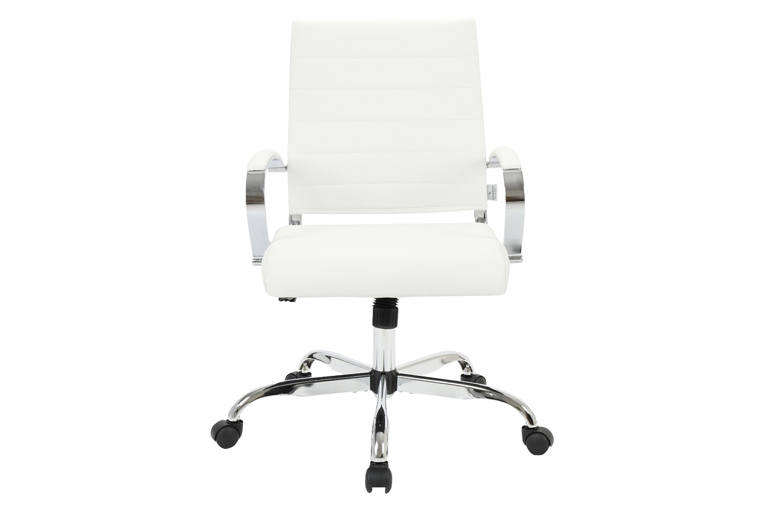 LeisureMod Benmar Home Leather Office Chair with Chrome Frame - White