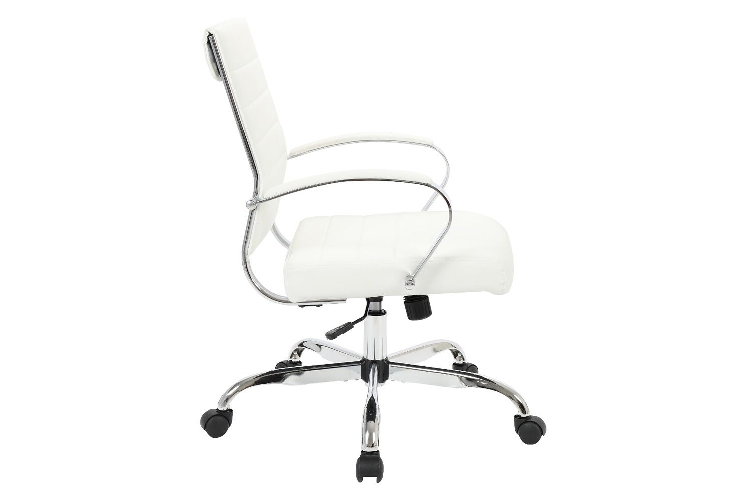 LeisureMod Benmar Home Leather Office Chair with Chrome Frame - White