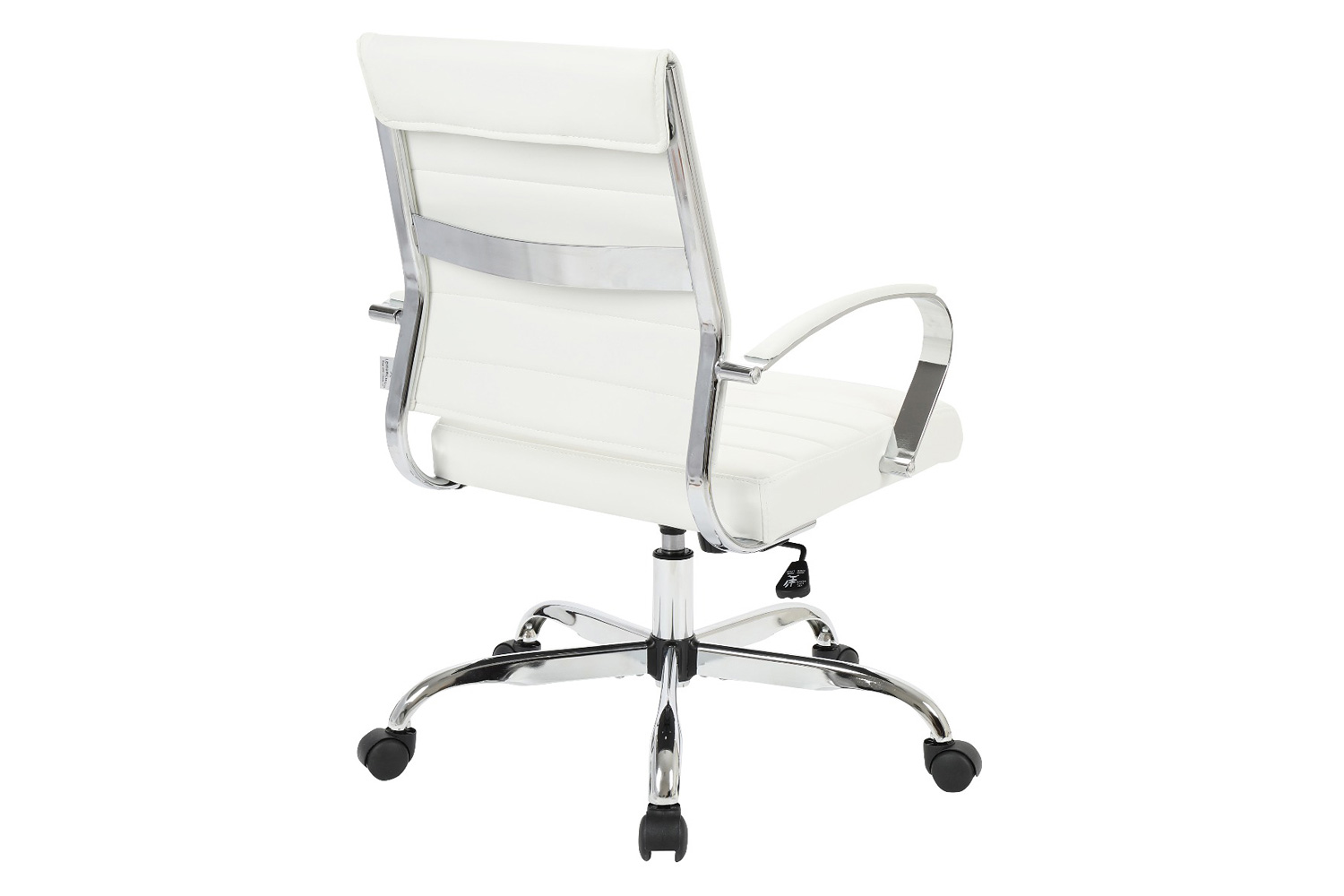 LeisureMod Benmar Home Leather Office Chair with Chrome Frame - White