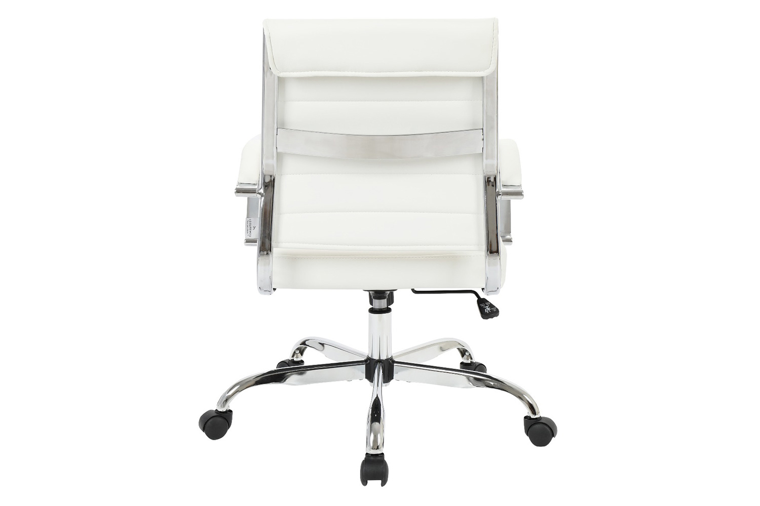 LeisureMod Benmar Home Leather Office Chair with Chrome Frame - White