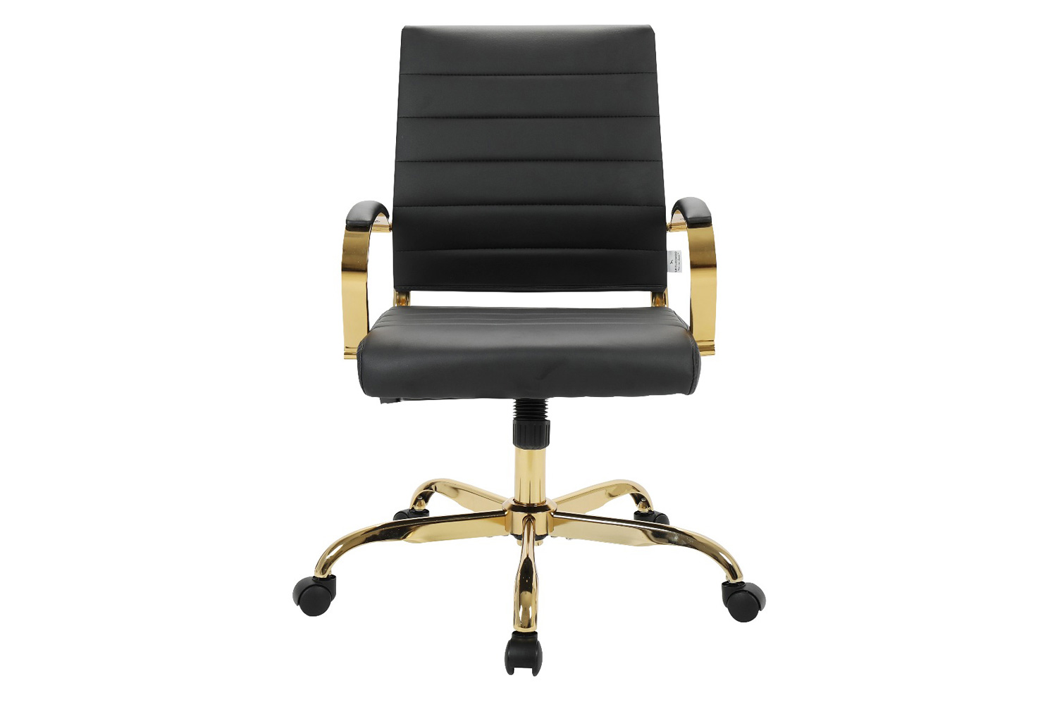 LeisureMod Benmar Home Leather Office Chair with Gold Frame - Black