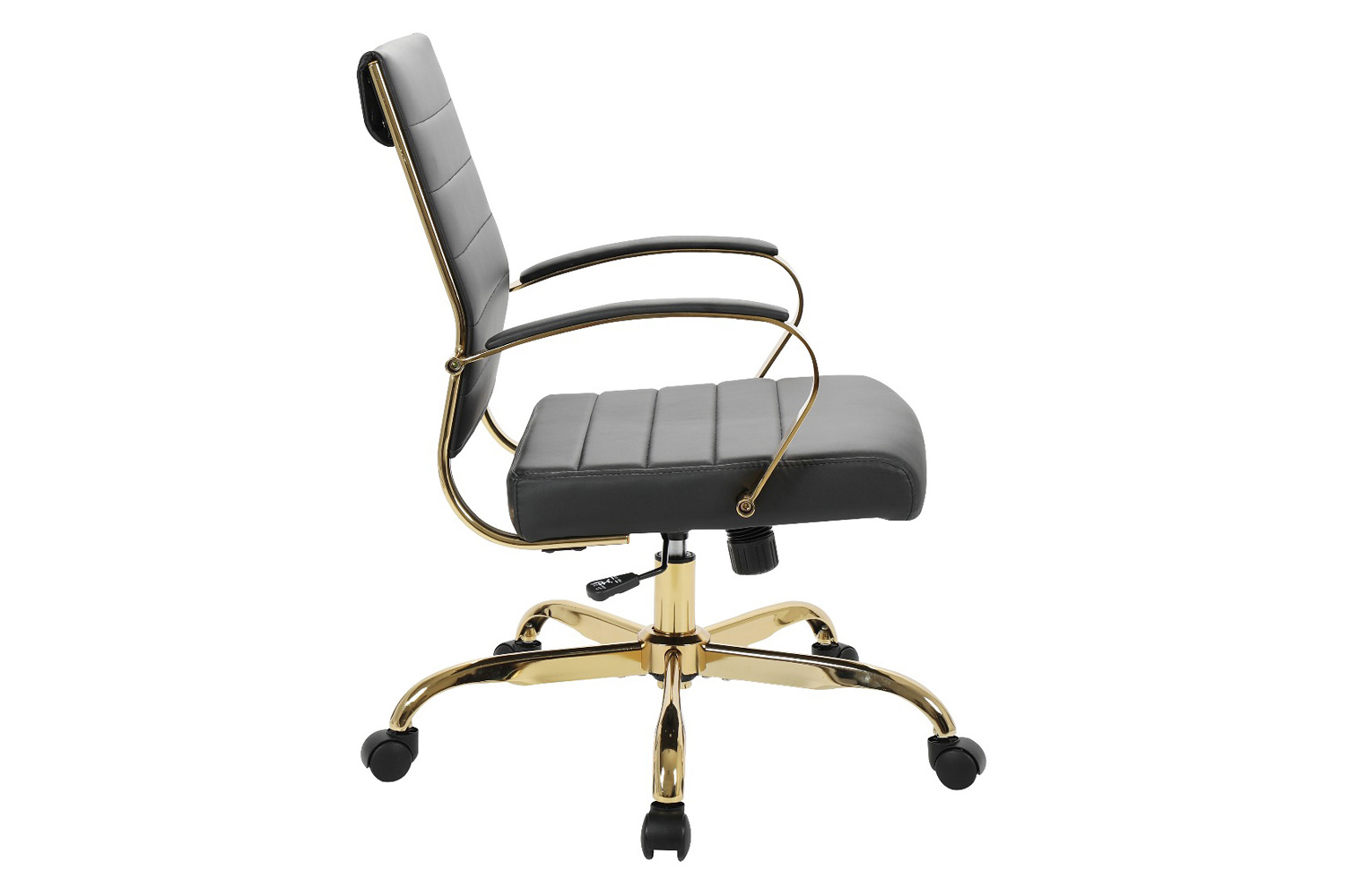 LeisureMod Benmar Home Leather Office Chair with Gold Frame - Black