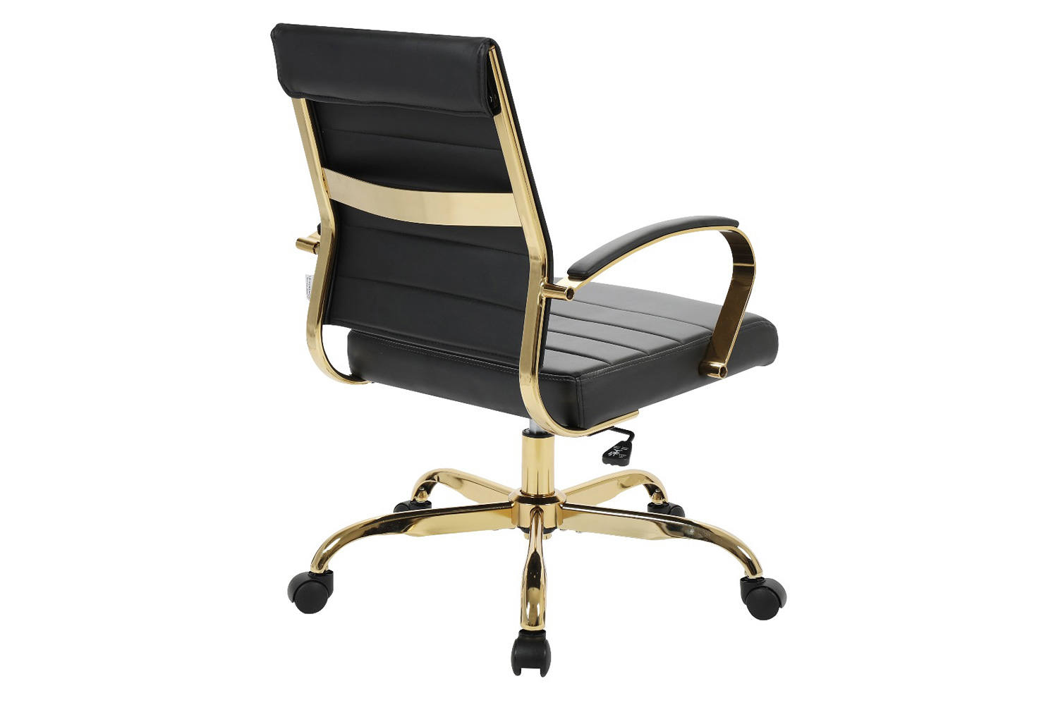 LeisureMod Benmar Home Leather Office Chair with Gold Frame - Black