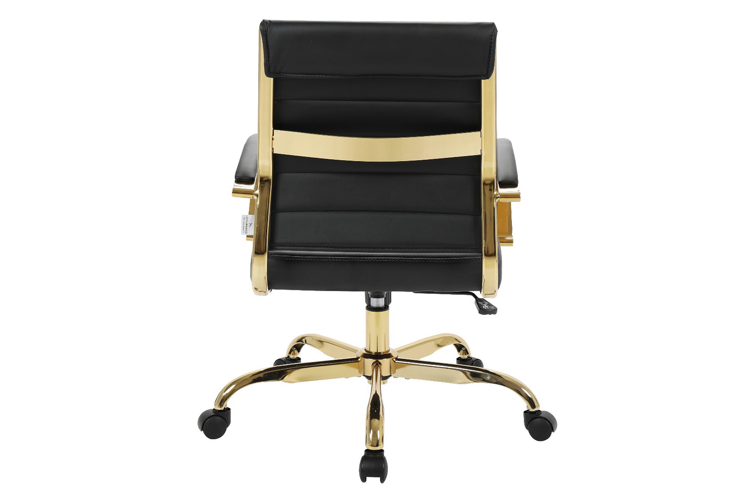 LeisureMod Benmar Home Leather Office Chair with Gold Frame - Black