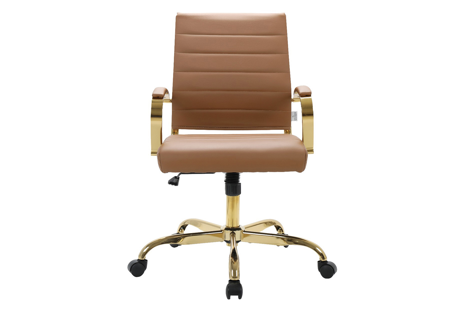 LeisureMod Benmar Home Leather Office Chair with Gold Frame - Brown