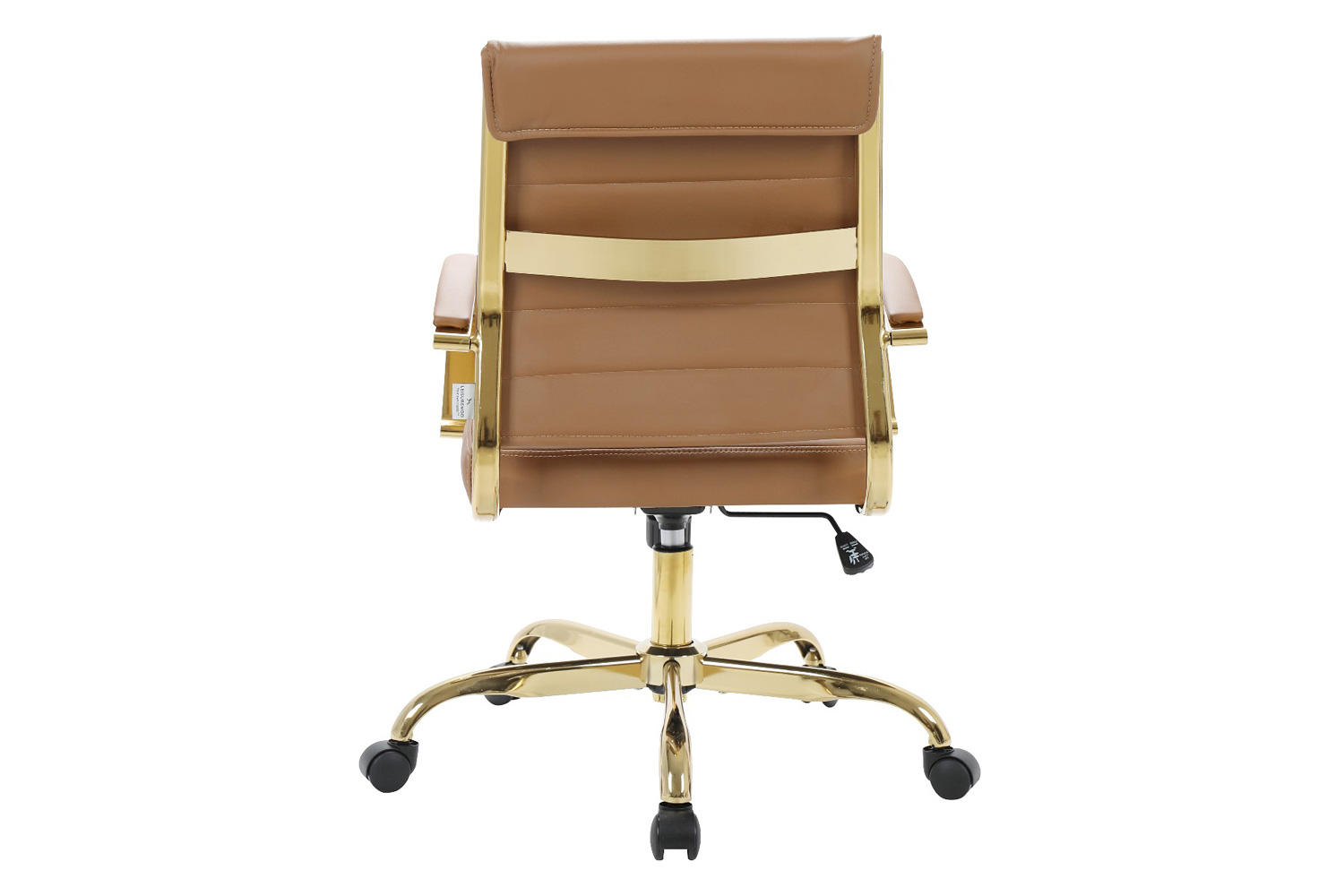 LeisureMod Benmar Home Leather Office Chair with Gold Frame - Brown