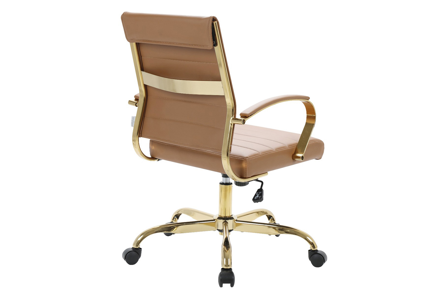 LeisureMod Benmar Home Leather Office Chair with Gold Frame - Brown