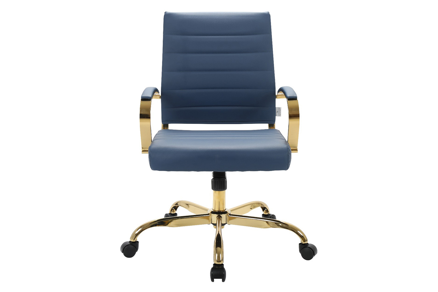 LeisureMod Benmar Home Leather Office Chair with Gold Frame - Blue