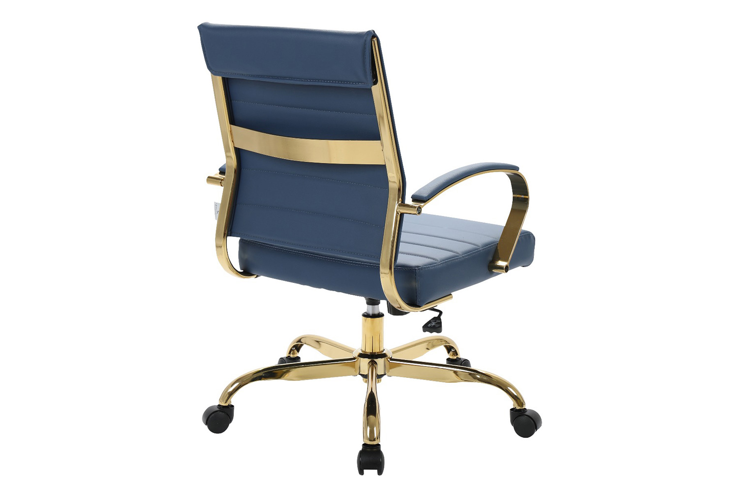 LeisureMod Benmar Home Leather Office Chair with Gold Frame - Blue