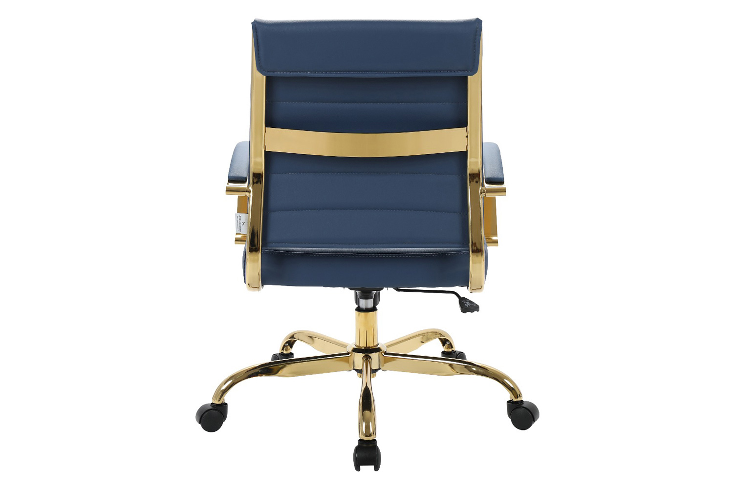 LeisureMod Benmar Home Leather Office Chair with Gold Frame - Blue