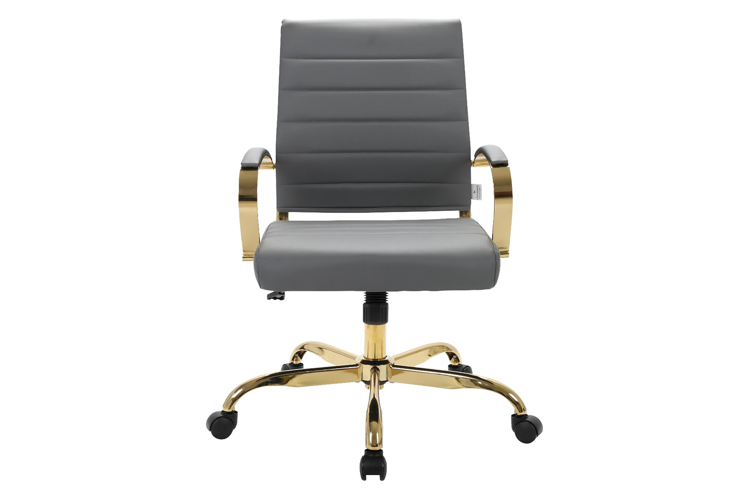 LeisureMod Benmar Home Leather Office Chair with Gold Frame - Gray