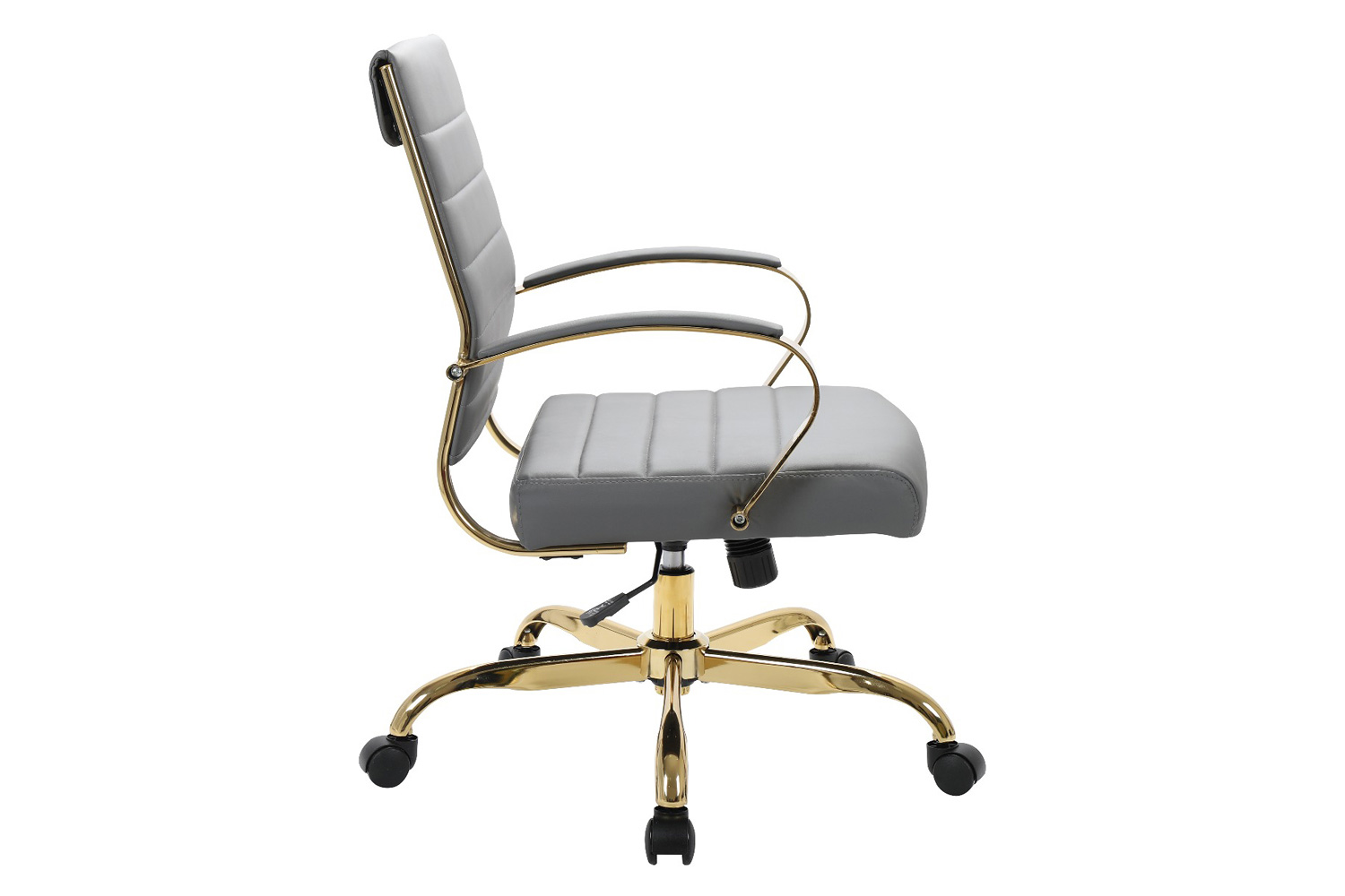 LeisureMod Benmar Home Leather Office Chair with Gold Frame - Gray