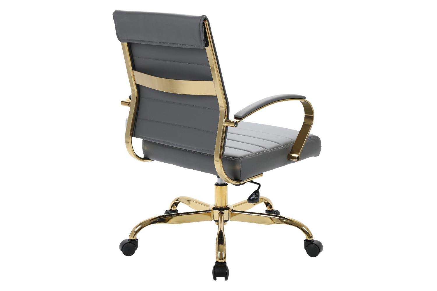 LeisureMod Benmar Home Leather Office Chair with Gold Frame - Gray