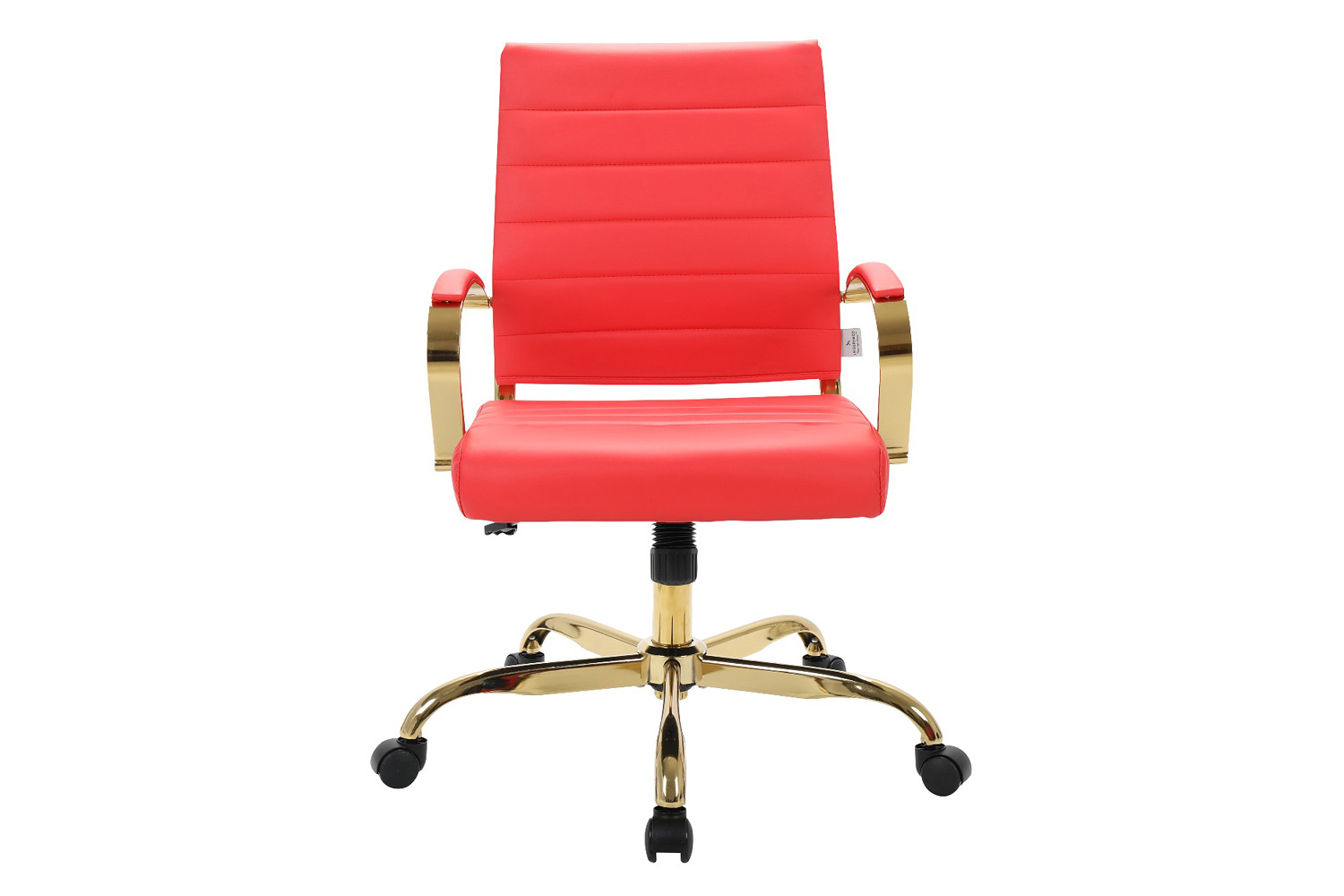 LeisureMod Benmar Home Leather Office Chair with Gold Frame - Red