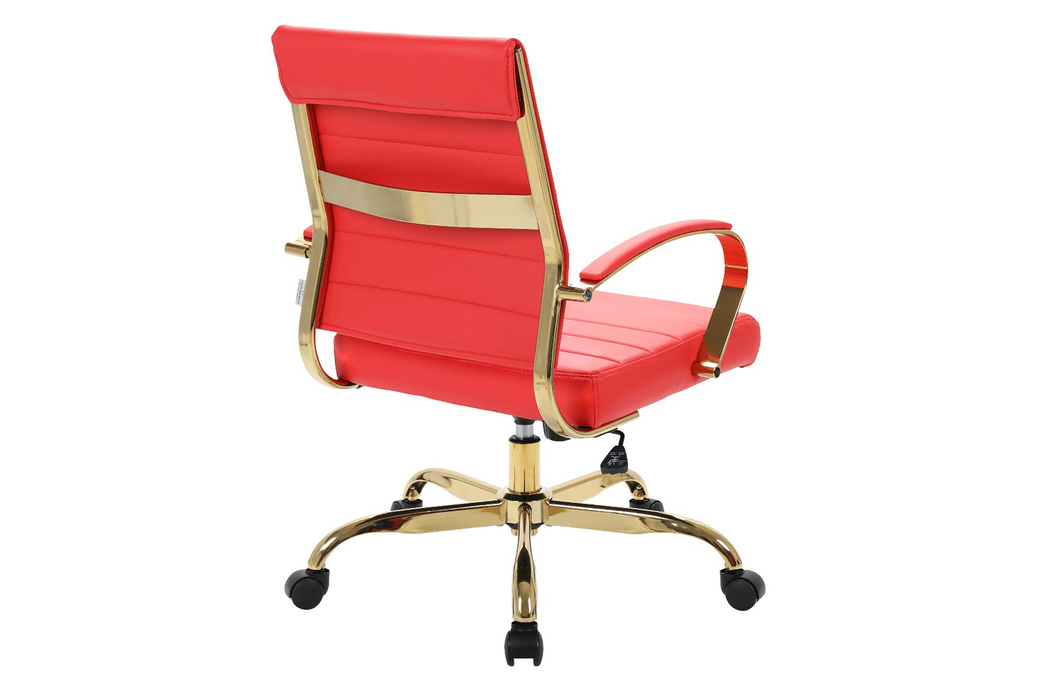 LeisureMod Benmar Home Leather Office Chair with Gold Frame - Red